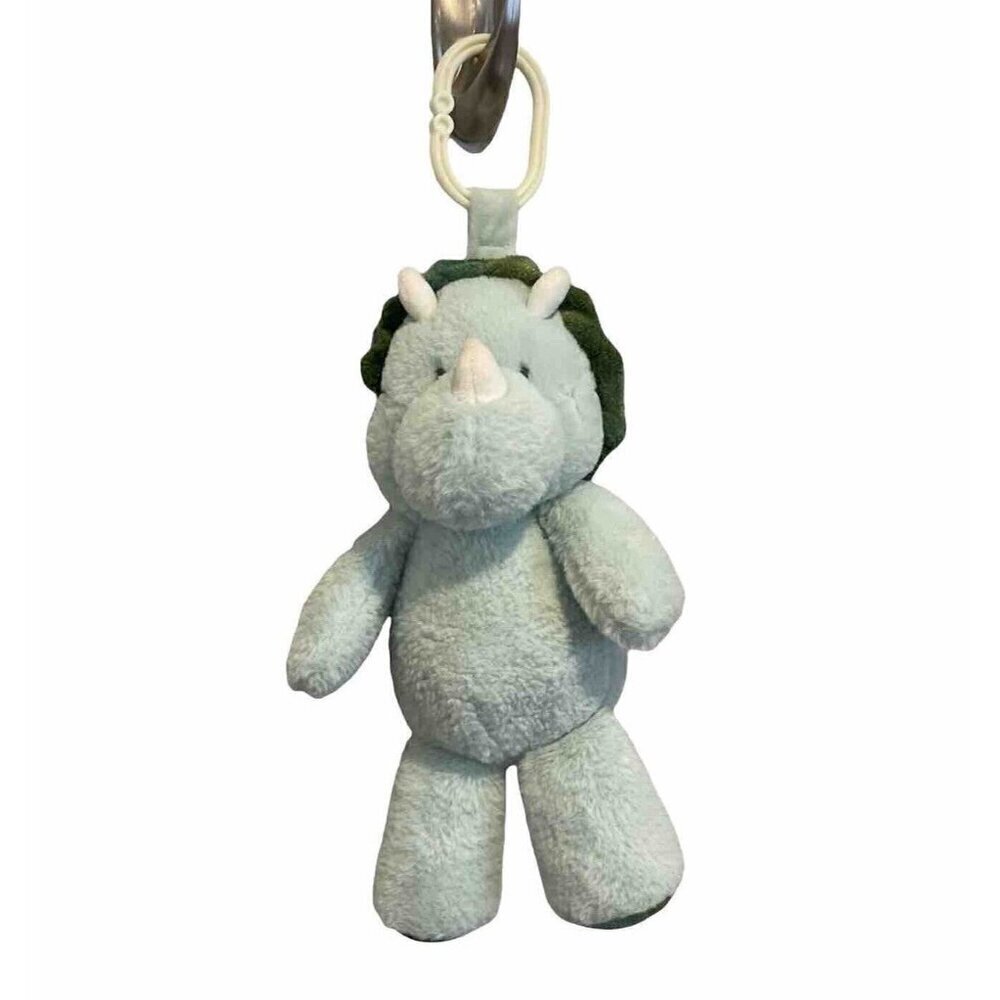 Kellytoy 13" Green Triceratops Dinosaur Crinkle Rattle Baby Toy Plush
